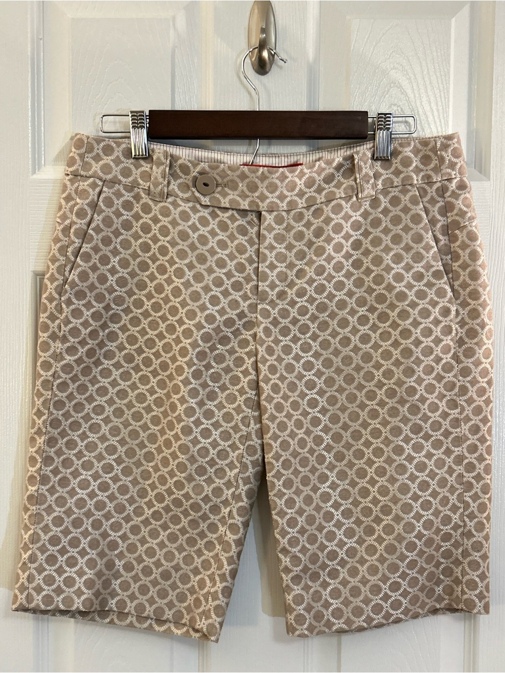 Cartonnier Anthropologie Jacquard Bermuda Shorts Beige Geometric Size 6